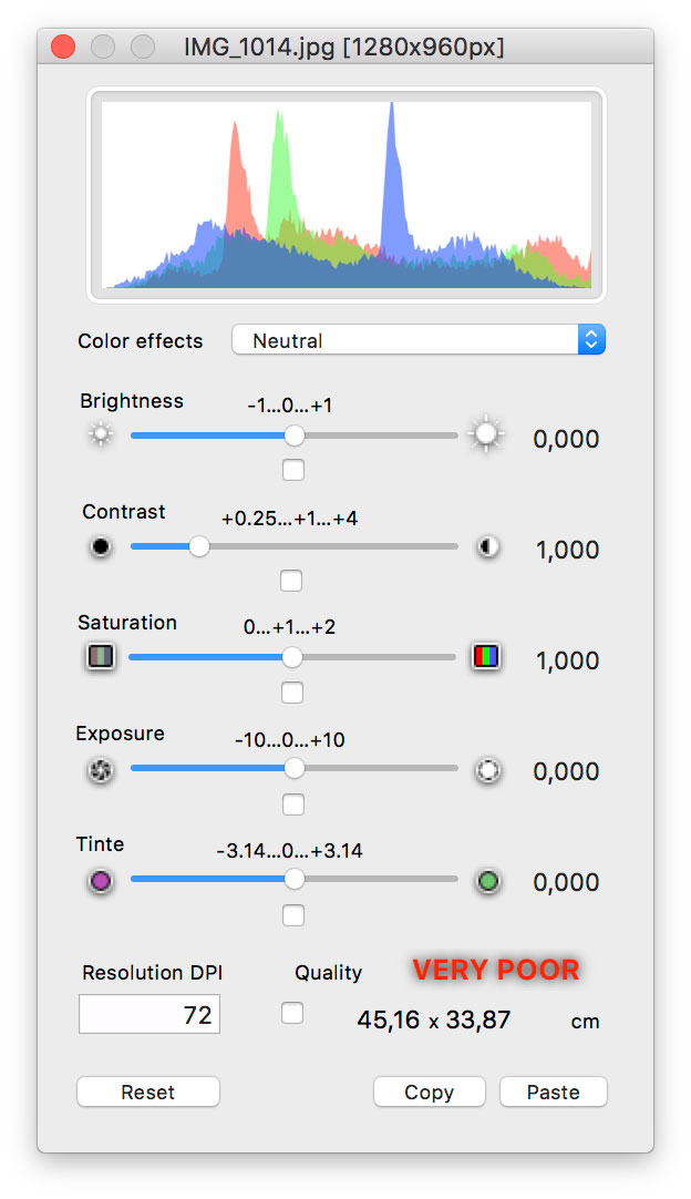 the image adjust panel