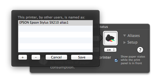 printer control panel (aliases)