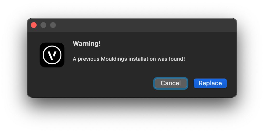 Mouldings Install Warning existing plugins