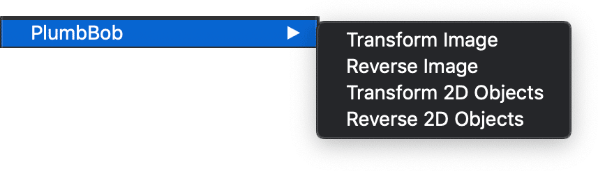 PlumbBob actions menus