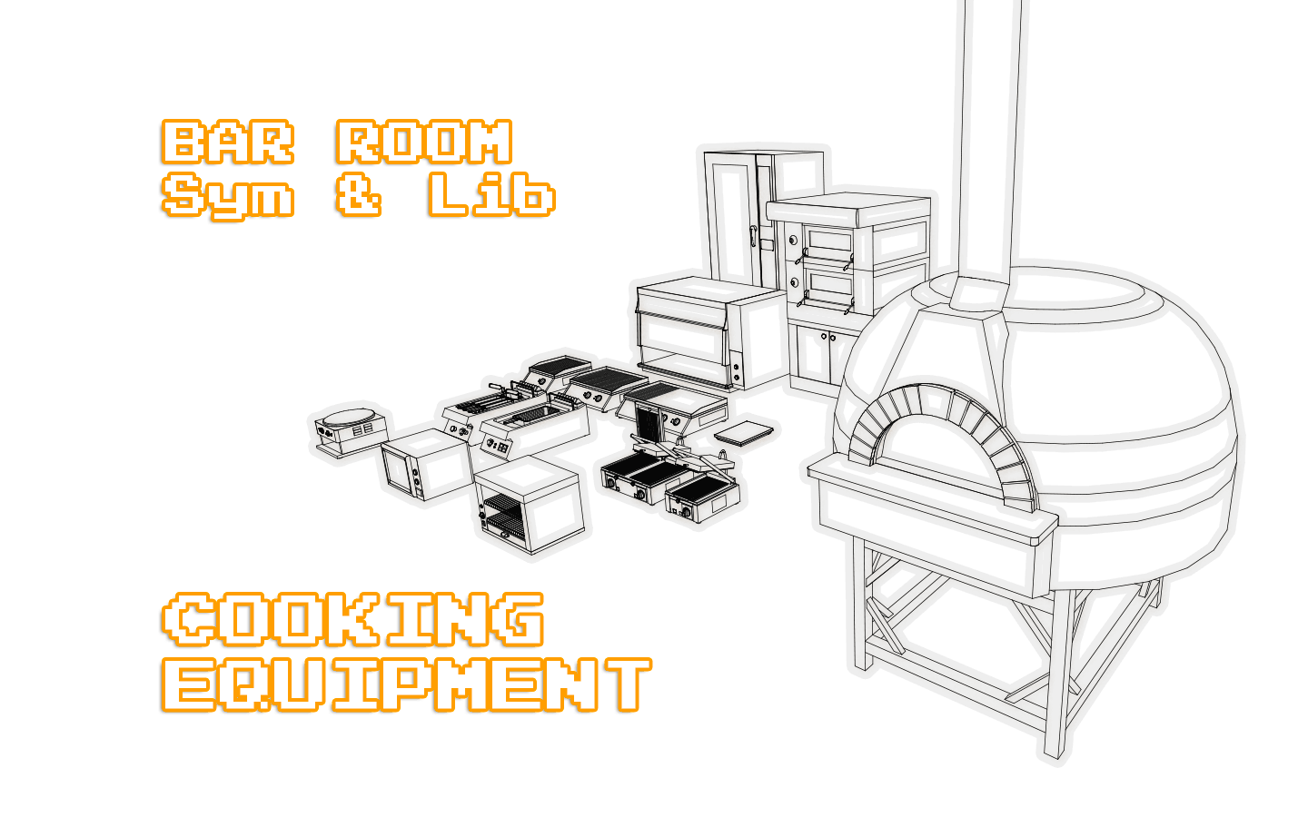 Bar room symbols and libraries: cooking equipment