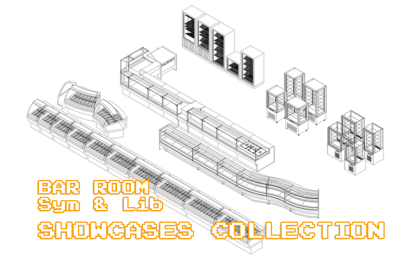 Bar room symbols and libraries: showcases collection